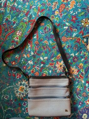 The Sak Light Gray Crossbody with Black Strap